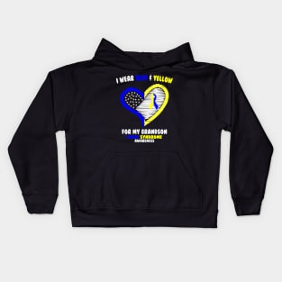 I Wear Blue And Yellow For My Grandson - Down Syndrome Awareness Kids Hoodie